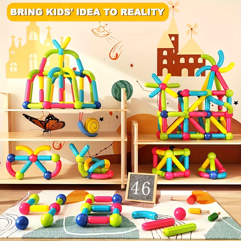 64-Piece Intelligent Magnetic Construction Set STEM Building Sticks & Balls